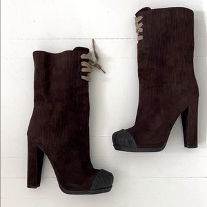 FENDI Brown Corduroy Boots